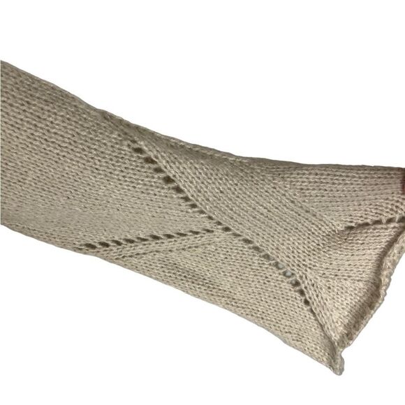 Paille V neck loose pullover casual knitted sweater hollow out chic khaki sz M - Picture 12 of 14